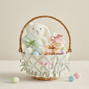 Rifle Paper Co. x Pottery Barn Lattice Ruffle Trim Easter Basket Liner Large NWT